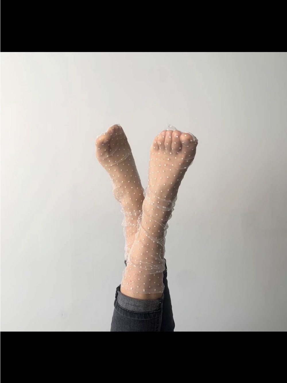 Sockette “Maeve” Loose Fitting Sheer Polka Dot Ankle Socks.